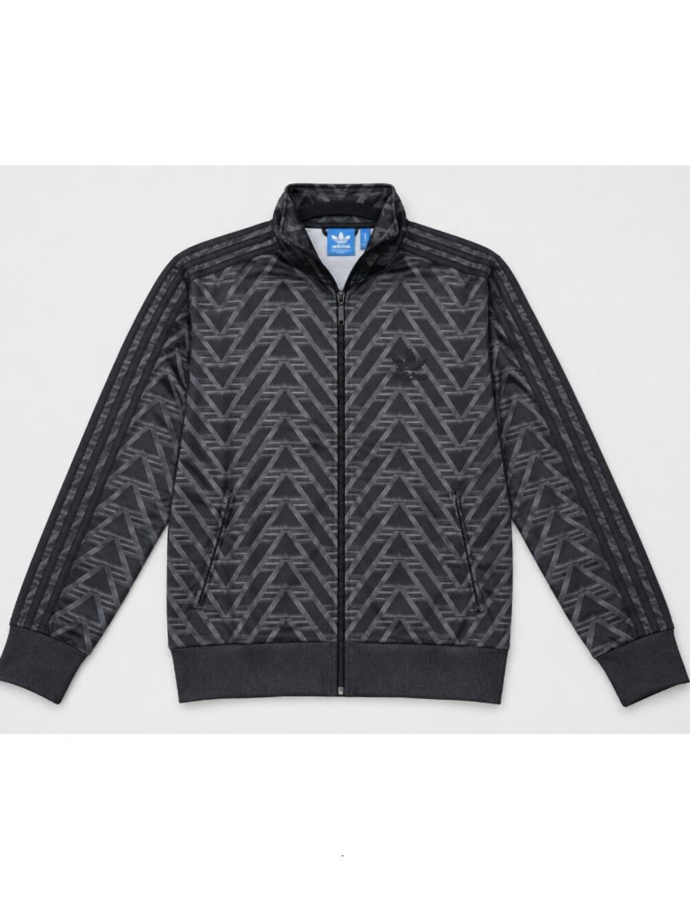 Adidas Mens Black Gray Geometric Full Zip Track Jacket Size S